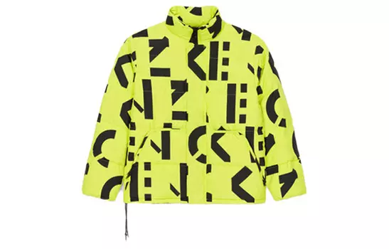 Пуховик мужской сине-оранжево-зеленый Kenzo