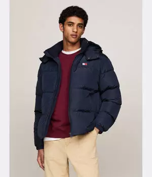 Пуховик мужской Tommy Jeans с капюшоном из переработанного полиэстера, синий
