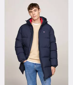 Пуховик мужской Tommy Jeans свободной посадки с капюшоном, синий