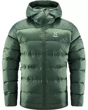 Пуховик на фото с капюшоном Haglfs, зеленый
