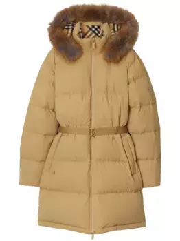 Пуховик на молнии BURBERRY, коричневый