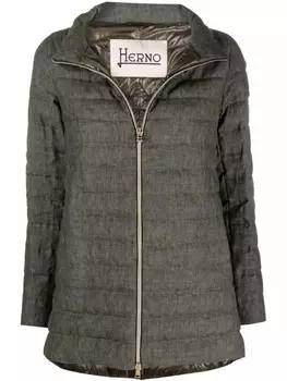 Пуховик на молнии Herno, зеленый
