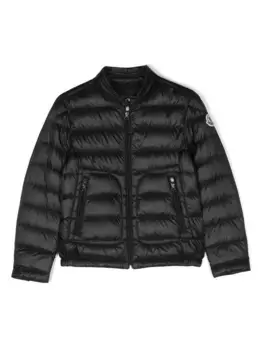 Пуховик на молнии Moncler Enfant, черный