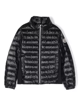 Пуховик на молнии Moncler Enfant, синий