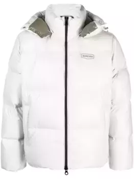 Пуховик на молнии с нашивкой-логотипом Duvetica, серый