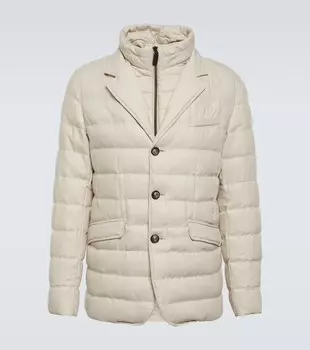 Пуховик Norfolk строгого кроя Herno, серый