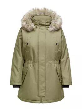 Пуховик ONLY Parka Mantel Winter Jacke Groe bergre Curvy Plus Size, оливковый