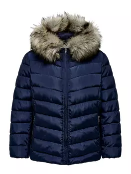 Пуховик ONLY Stepp Winter Jacke Plus Size bergre CARNEW, темно синий