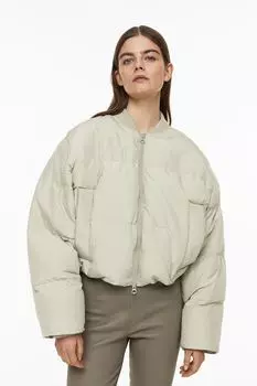 Пуховик оверсайз H&amp;M, светло-серый бежевый