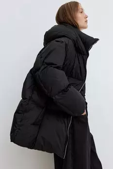 Пуховик оверсайз H&M, черный