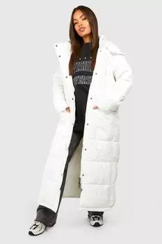 Пуховик оверсайз макси boohoo, белый