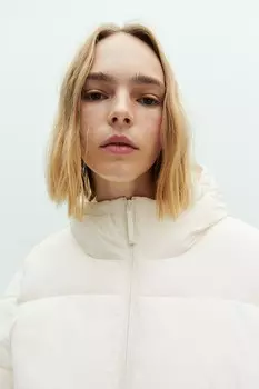 Пуховик оверсайз на кулиске H&M, бежевый