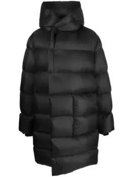 Пуховик оверсайз с капюшоном Rick Owens, черный