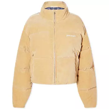 Пуховик Palm Angels Corduroy Cropped Down, бежевый