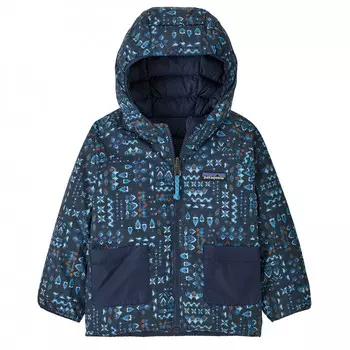 Пуховик Patagonia Baby's Reversible Down Hoody, цвет Wandering Woods/Tidepool Blue