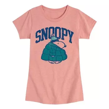 Пуховик Peanuts Snoopy для девочек 7–16 лет, футболка с графическим рисунком Licensed Character, розовый