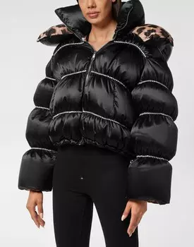 Пуховик Пламя с кристаллами Philipp Plein, черный