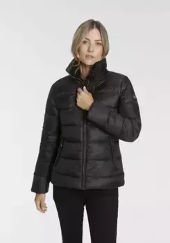 Пуховик Polarino, без капюшона, внешний материал водоотталкивающий, ветрозащитный и дышащий, черный