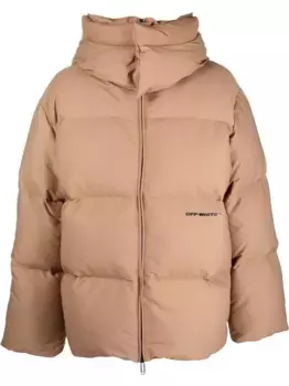 Пуховик Race из канваса OFF-WHITE, коричневый