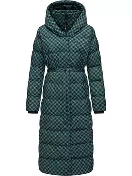 Пуховик ragwear Niara Long Print, цвет ocean green