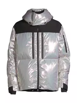 Пуховик Rennaz с капюшоном Moncler Grenoble, серебряный