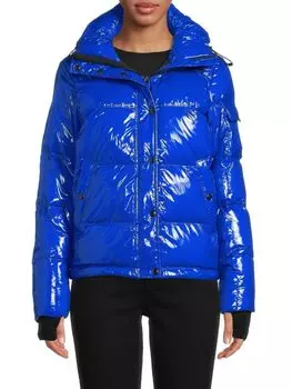 Пуховик S13 патентный с пуховым наполнителем, синий