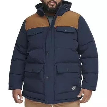 Пуховик с 4 карманами и капюшоном Big & Tall Levi's, цвет Navy Dark Brown Combo