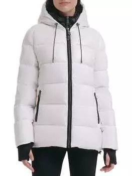 Пуховик с эффектом металлик DKNY White