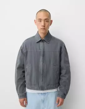 Пуховик с эффектом потертости Bershka, бирюзовый