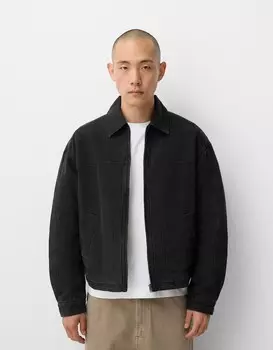 Пуховик с эффектом потертости Bershka, серый