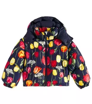 Пуховик с цветочным принтом Dolce&Gabbana Kids, цвет tulipano fdo. blu scu