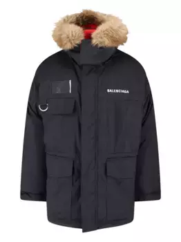 Пуховик с искусственным мехом BALENCIAGA, черный