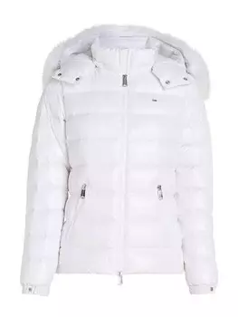 Пуховик с искусственным мехом и капюшоном Tommy Jeans, белый