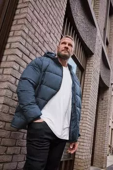 Пуховик с капюшоном BadRhino, синий