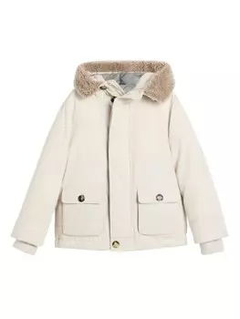 Пуховик с капюшоном Brunello Cucinelli Kids, нейтральный цвет