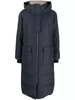 Пуховик с капюшоном Brunello Cucinelli, синий