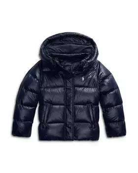 Пуховик с капюшоном для девочек Polo Ralph Lauren – Big Kid, синий