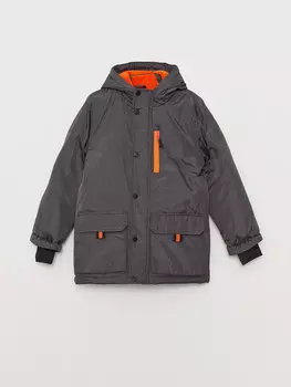 Пуховик с капюшоном для мальчика LCW Kids, антрацит меланж