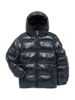 Пуховик с капюшоном для маленьких девочек и девочек Pajar, графит