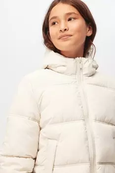 Пуховик с капюшоном H&M, бежевый