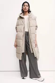 Пуховик с капюшоном H&M, бежевый