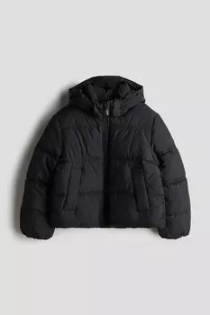 Пуховик с капюшоном H&M, черный