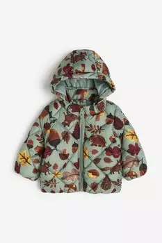 Пуховик с капюшоном H&M, хаки