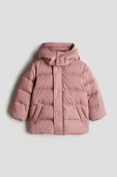Пуховик с капюшоном H&M, розовый