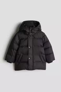Пуховик с капюшоном H&M, серый