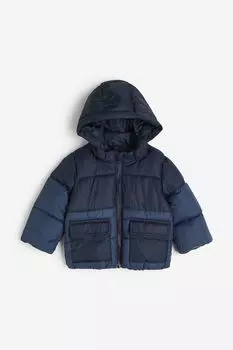 Пуховик с капюшоном H&M, синий