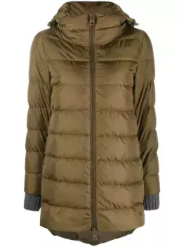 Пуховик с капюшоном Herno, зеленый