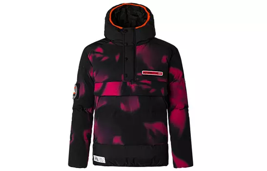 Пуховик с капюшоном и цветными буквами унисекс Kappa, Black-990