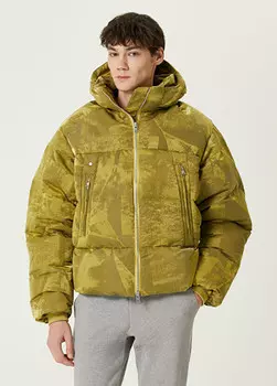 Пуховик с капюшоном и графическим рисунком Y-3, желтый