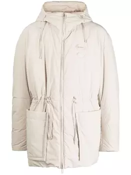Пуховик с капюшоном и кулиской Off-White, бежевый